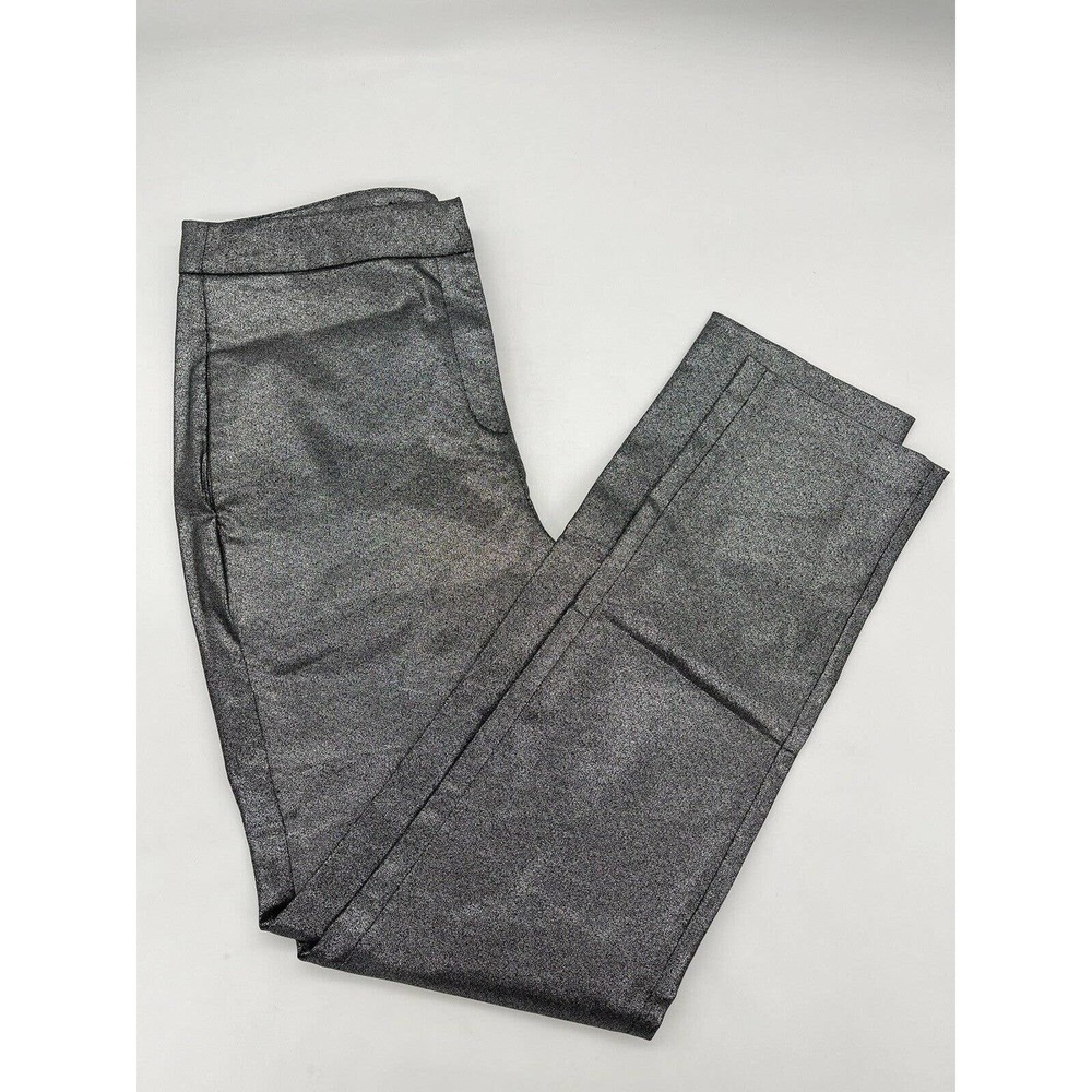 $158 Walter Baker Leo Ankle Pant Metallic Silver Black Size 4 - Picture 6 of 6